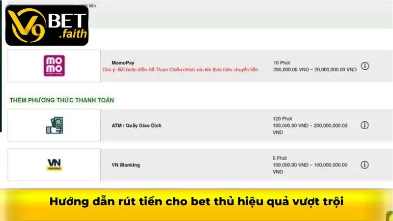 V9bet - Sân chơi cá cược hấp dẫn nhất 2025 33 Hướng dẫn rút tiền cho bet thủ hiệu quả vượt trội